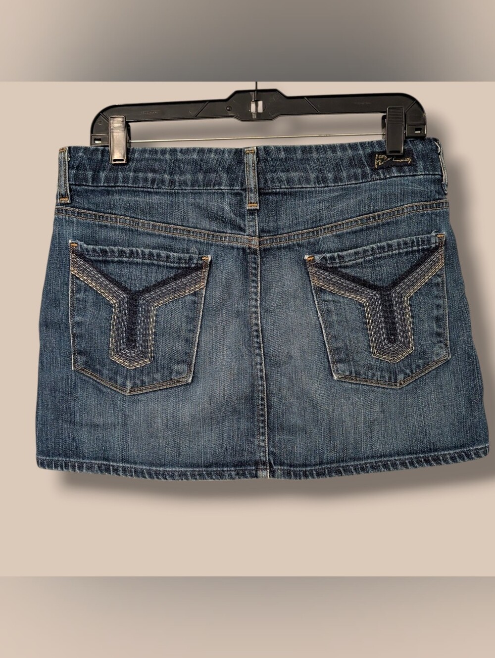 Citizens of Humanity Dark Wash Denim Stitched Brigitte Mini Skirt LG